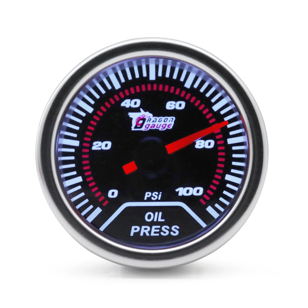 Boost/Water Temp/Oil Temp/Oil Press/Voltage/Tachometer/Air Fuel Ratio/Egt Gauge 52Mm Analog Led White Case+ 52MM Gauge Pods