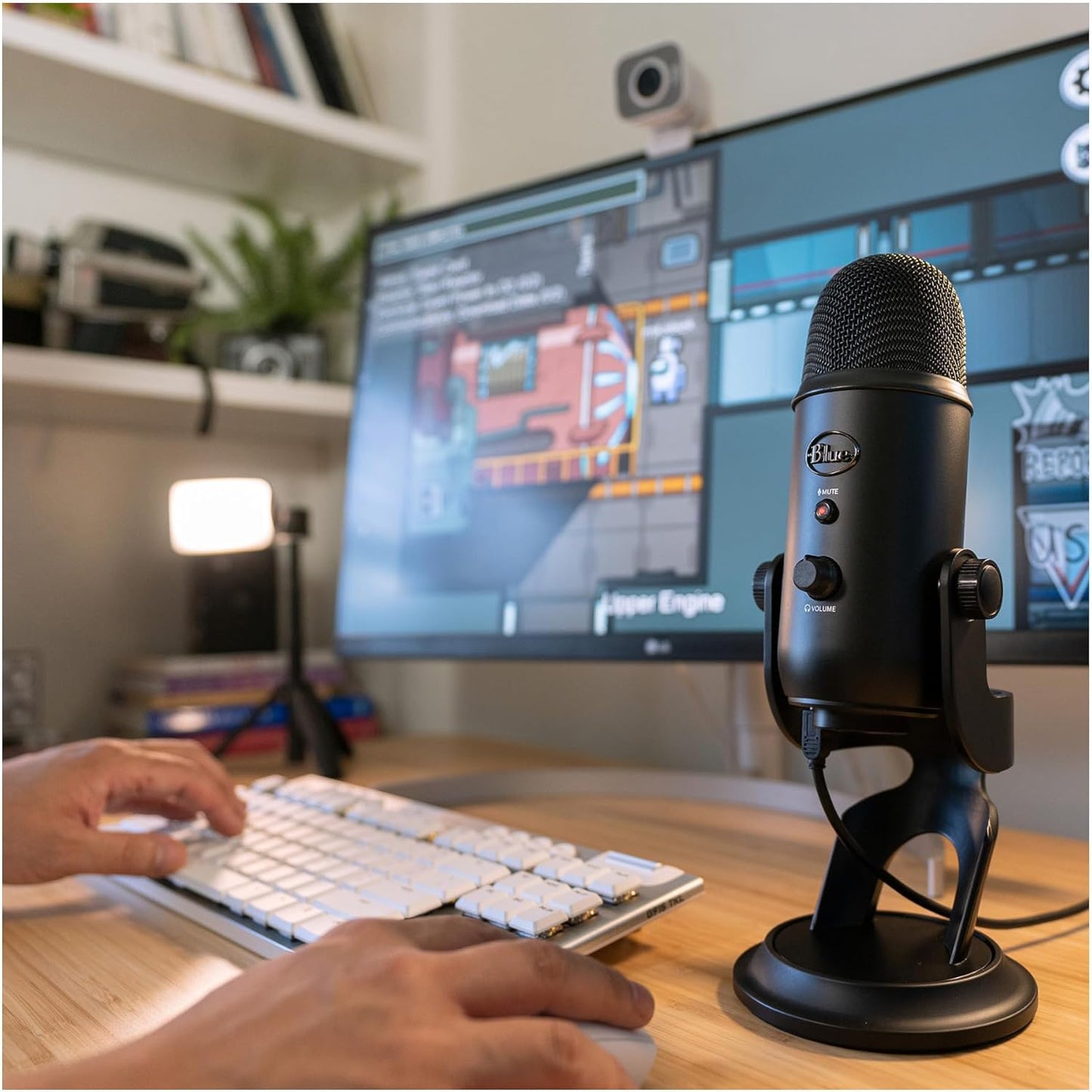 Blue Yeti USB Microphone (Blackout) Bundle with Focus Pro Audio Headphones and Pop Filter (3 Items)