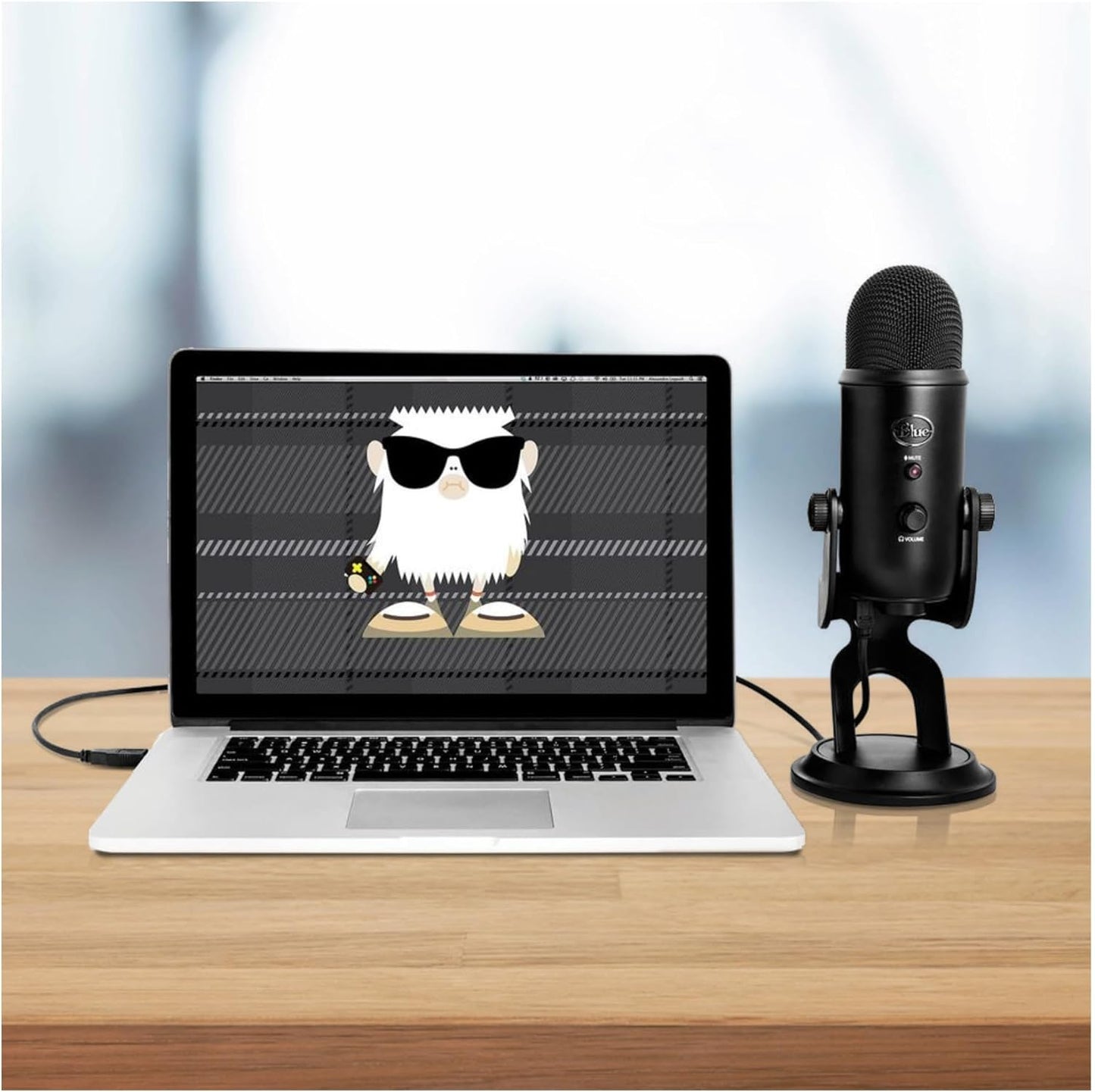 Blue Yeti USB Microphone (Blackout) Bundle with Focus Pro Audio Headphones and Pop Filter (3 Items)