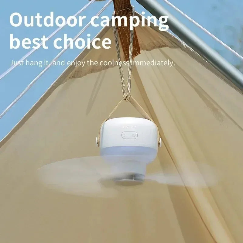 Portable Ceiling Fans Outdoor Camping Fan Tent Ventilator Cooler Rechargeable Electric Fan Remote Control LED Lighting Tripod