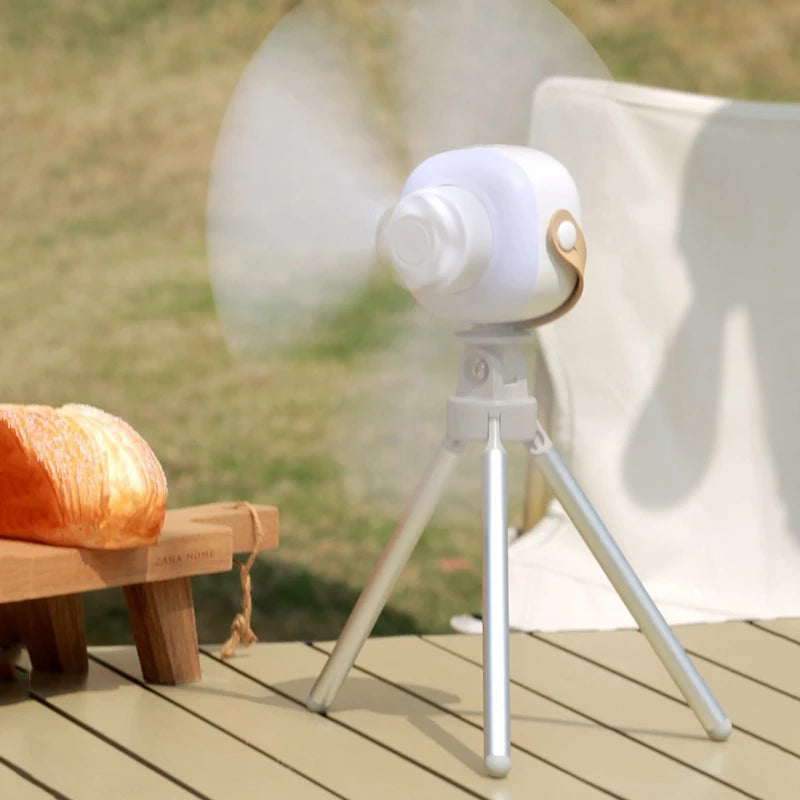 Portable Ceiling Fans Outdoor Camping Fan Tent Ventilator Cooler Rechargeable Electric Fan Remote Control LED Lighting Tripod
