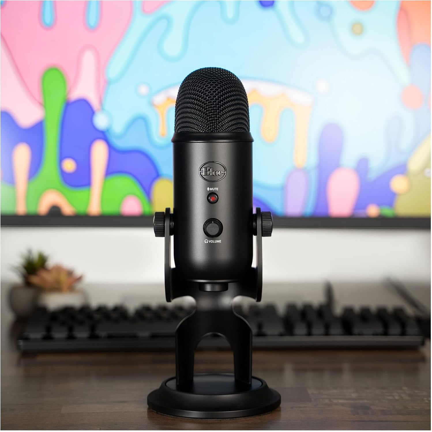 Blue Yeti USB Microphone (Blackout) Bundle with Focus Pro Audio Headphones and Pop Filter (3 Items)
