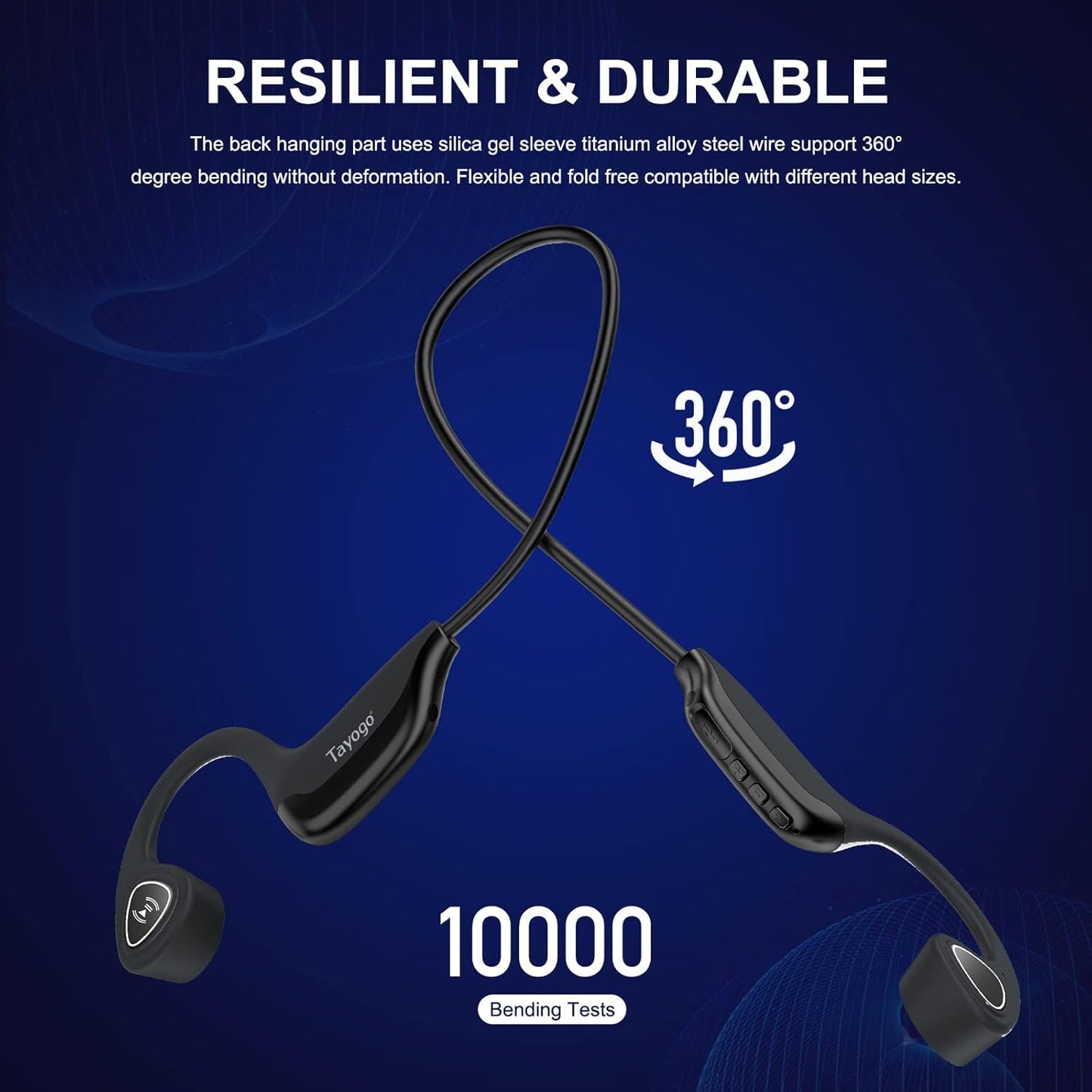 Bone Conduction Headphones, Wireless Bluetooth Bone Conducting Earbuds, Open Ear Headset with Mic, for Running, Cycling, Yoga-Grey (Almost Like-New)