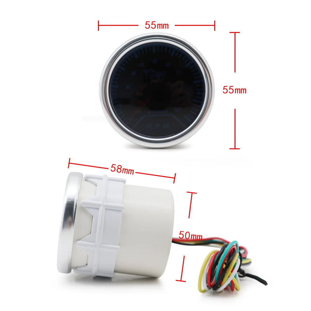 Boost/Water Temp/Oil Temp/Oil Press/Voltage/Tachometer/Air Fuel Ratio/Egt Gauge 52Mm Analog Led White Case+ 52MM Gauge Pods